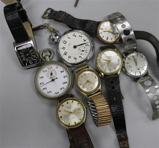 A collection of assorted wrist and pocket watches.